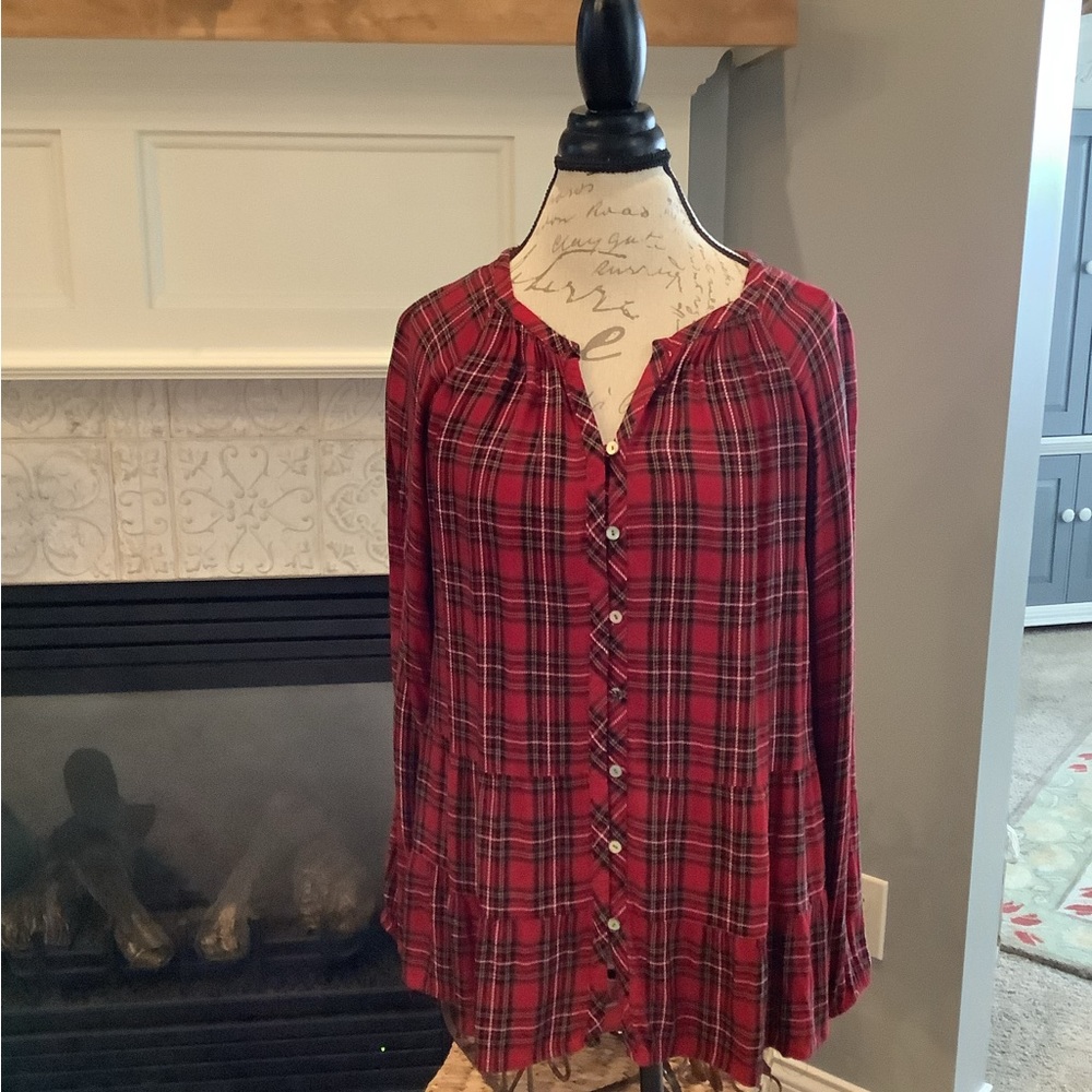 J. Jill Tartan Plaid Blouse
